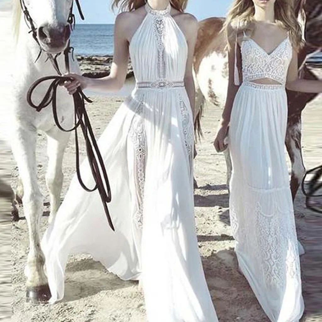 2019 Summer Party Dresss Women's Sexy Sleeveless Halter Dresses Elegant Back Open White Maxi Dress Elastic Slim Waist Robe
2019 Summer Party Dresss Women's Sexy Sleeveless Halter Dresses Elegant Back Open White Maxi Dress Elastic Slim Waist Robe