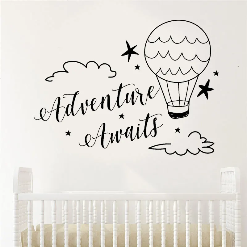 Adventure Awaits Wall Decal Quote Vinyl Home Decor Nursery Clouds And Hotair Balloons Travel Decal Boys Baby Room Sticker BO61
Adventure Awaits Wall Decal Quote Vinyl Home Decor Nursery Clouds And Hotair Balloons Travel Decal Boys Baby Room Sticker BO61