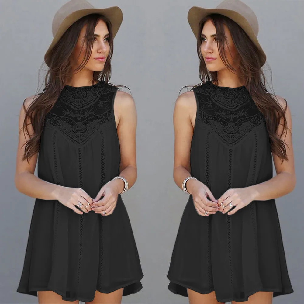 2019 платье женское Women Casual Solid Lace Stitching O-Neck Sleeveless Chiffon Party Mini Dress robe femme
2019 платье женское Women Casual Solid Lace Stitching O-Neck Sleeveless Chiffon Party Mini Dress robe femme