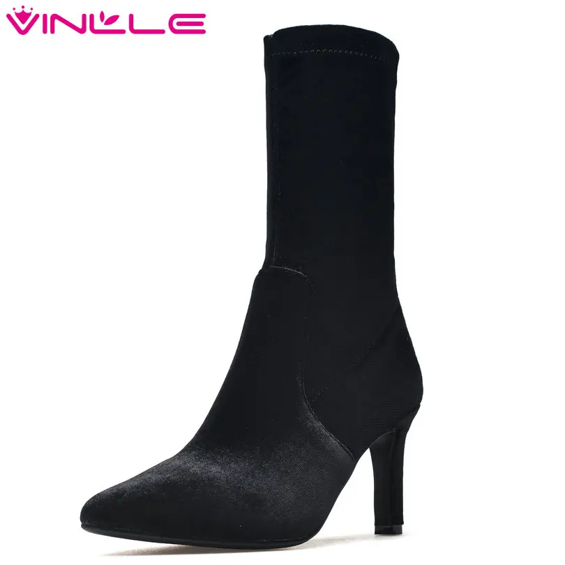 VINLLE 2018 Women Shoes Ankle Boots Thin High Heel Pointed Toe Genuine Leather Zipper Ladies Motorcycle Shoes Size 34-39
VINLLE 2018 Women Shoes Ankle Boots Thin High Heel Pointed Toe Genuine Leather Zipper Ladies Motorcycle Shoes Size 34-39