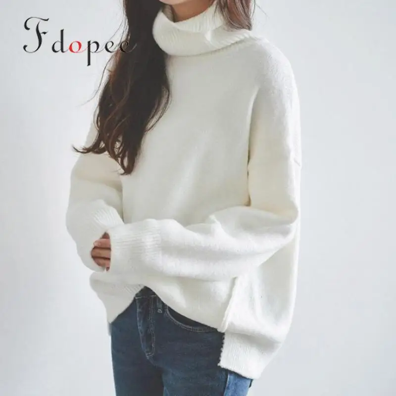2019 Winter Women Sweater Casual Comfort Pure Color Loose Knitted Thickening Turtleneck Solid Color Irregular Hem White Pullover
2019 Winter Women Sweater Casual Comfort Pure Color Loose Knitted Thickening Turtleneck Solid Color Irregular Hem White Pullover