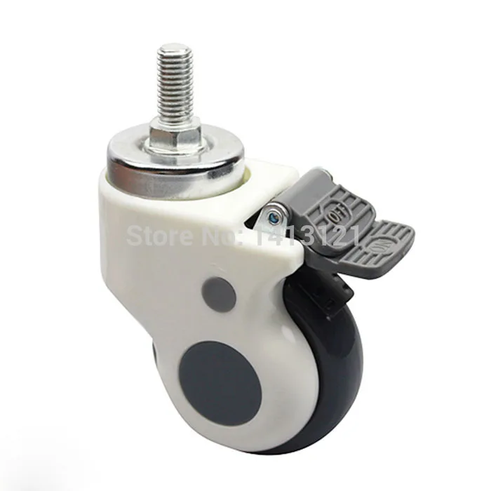 Image free shipping 75mm ultra quiet thread hospital medical carts chair caster swivel caster pulley universal wheel hardware parts