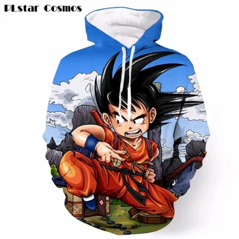 

PLstar Cosmos Anime Dragon Ball Z Goku 3D Sweatshirt Fashion Super Saiyan 3D Print Pullover Outerwear Men Hipster DBZ Sweatshirt