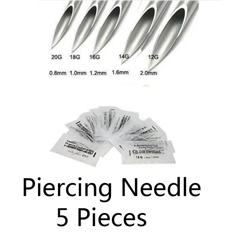 5 Pieces Disposable Sterile Body Piercing Needles Medical For Navel Nipple Ear Nose Lip 12G/14G/16G/18G/20G
5 Pieces Disposable Sterile Body Piercing Needles Medical For Navel Nipple Ear Nose Lip 12G/14G/16G/18G/20G