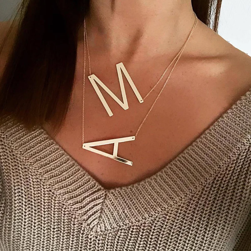 New Minimalist Gold Rose Gold Silver Color 26 A-Z Letter Name Initial Necklaces For Women Long Big Letter Pendant Necklace
New Minimalist Gold Rose Gold Silver Color 26 A-Z Letter Name Initial Necklaces For Women Long Big Letter Pendant Necklace