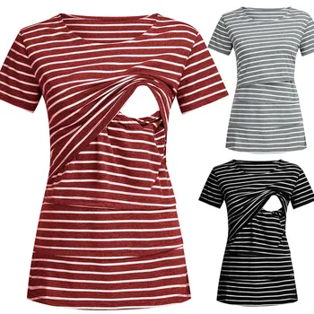 Maternity Clothes Summer Cotton Breastfeeding Nusring Striped Tops Blouse Zwangerschaps Kleding Comfort Clothes For Pregnant
Maternity Clothes Summer Cotton Breastfeeding Nusring Striped Tops Blouse Zwangerschaps Kleding Comfort Clothes For Pregnant