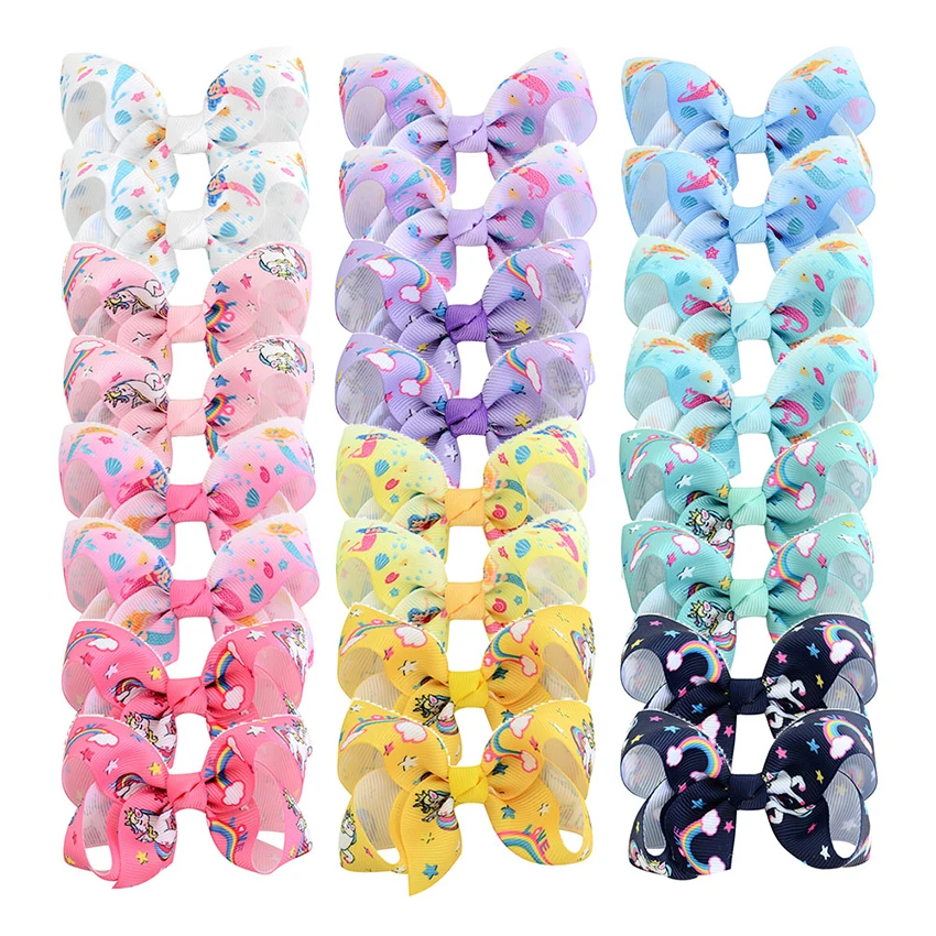 Unicorn Mermaid Print Little Girl Hair bows Colorful 12 Pairs 3 inch Small Hair Clips for Toddlers Childrens Hair Accessories
Unicorn Mermaid Print Little Girl Hair bows Colorful 12 Pairs 3 inch Small Hair Clips for Toddlers Childrens Hair Accessories