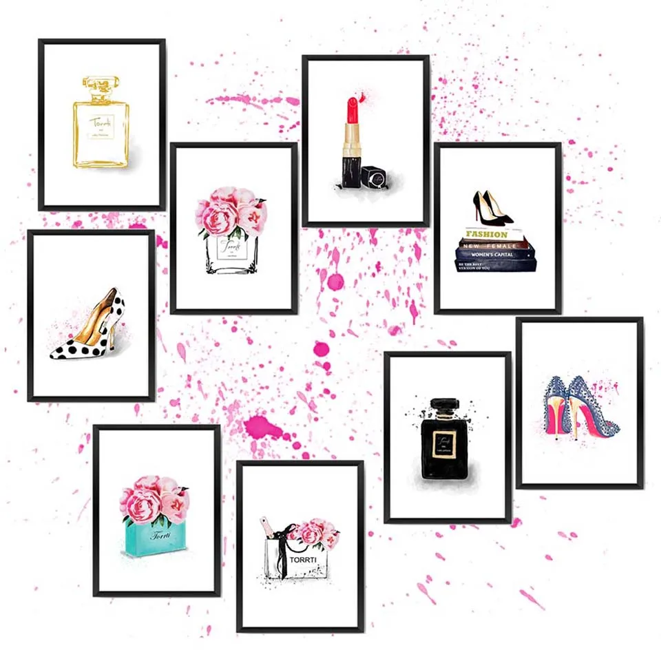 Sexy-Lady-Ornament-Posters-Prints-Beautiful-Watercolor-Art-Pictures-Girls-Room-Paintings-On-Wall-Nordic-Fashion