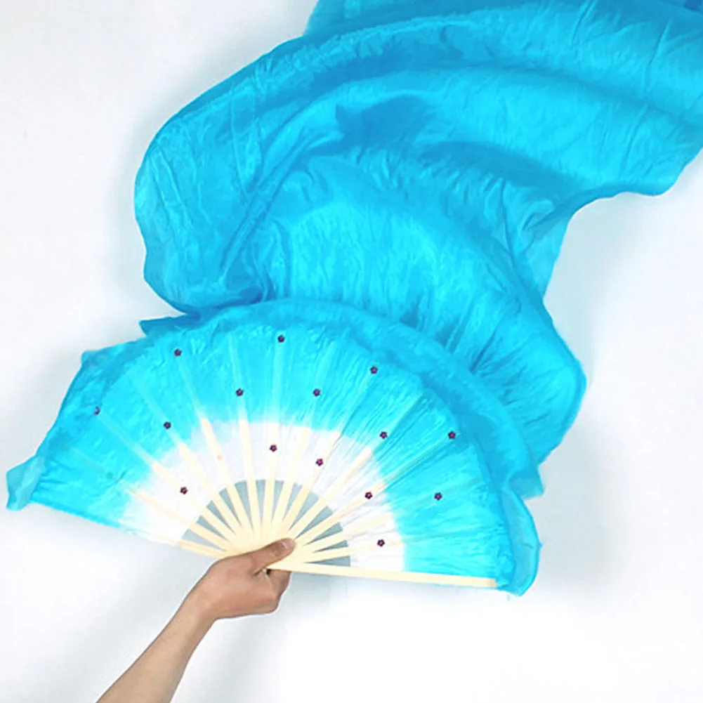 

1.8m Hand Made Colorful Silk Fans Dancing Bamboo Long Silk Fans Tools Simulation Veils Fans for Women Belly Dance Costume