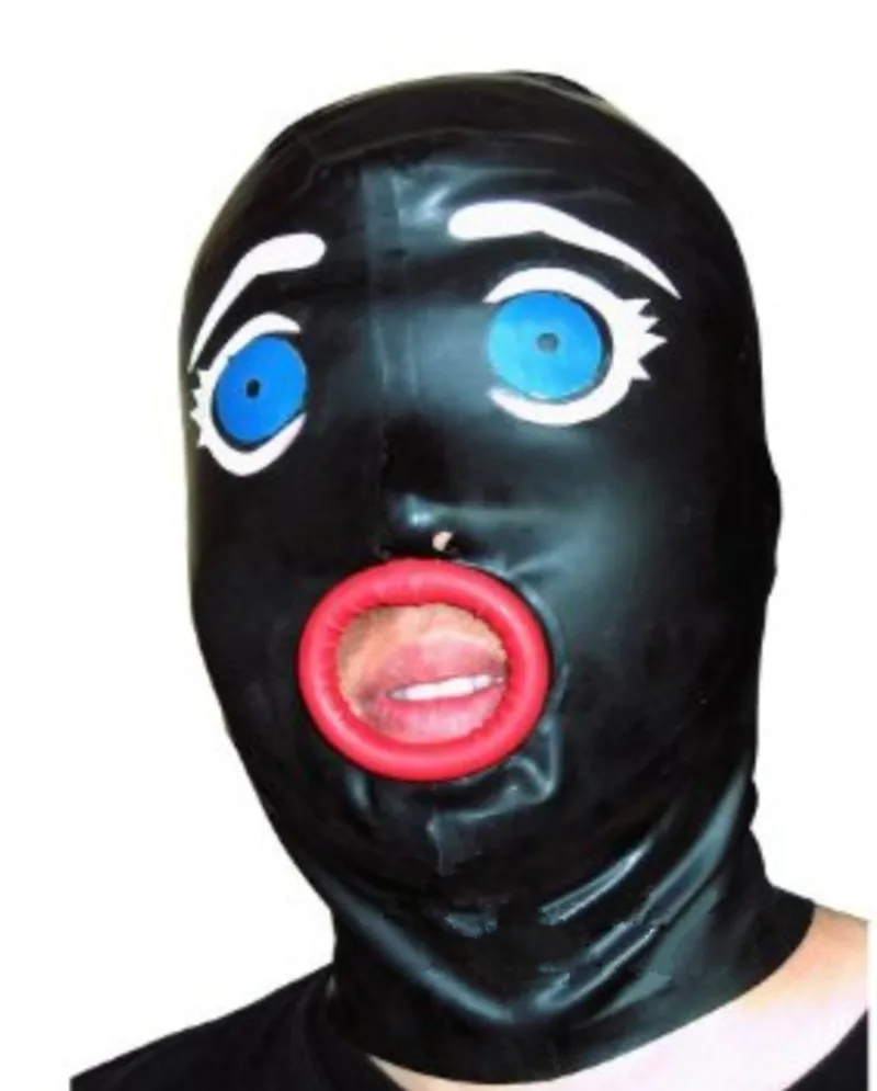 Female Masks Rubble Hood Anatomical Black Latex Mask