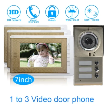 Family use one to three video door phone system 7'' Monitor LCD Panel wire type Water proof function Smart Doorbell intercom
Family use one to three video door phone system 7'' Monitor LCD Panel wire type Water proof function Smart Doorbell intercom