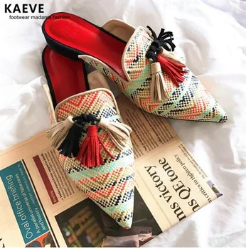 KAEVE Newest Rattan grass Pointed Toe Flat Slippers women fringe flip flops knitted Tassel mules Lazy beach Shoes women slides
KAEVE Newest Rattan grass Pointed Toe Flat Slippers women fringe flip flops knitted Tassel mules Lazy beach Shoes women slides
