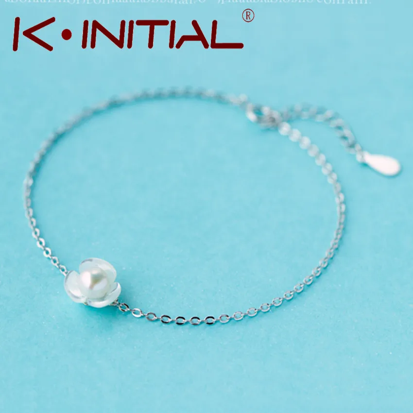 Фото Kinitial Blossoms Flower Bracelet Charm Jewelry Fashion Natural Freshwater Pearl 925 Sterling Silver Bangle for Girl Women Gift | Украшения