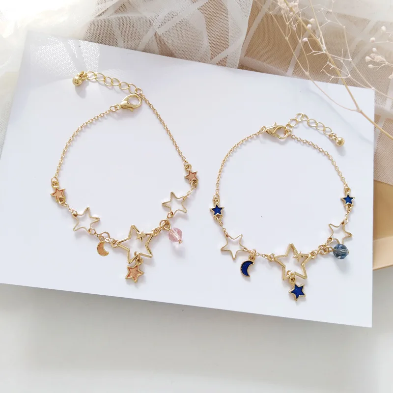 Korean Fashion Cute Stars Moon Bracelets For Women Kawaii Starry Sky Jewelry Elegant Wild Copper Charm Bracelet
Korean Fashion Cute Stars Moon Bracelets For Women Kawaii Starry Sky Jewelry Elegant Wild Copper Charm Bracelet