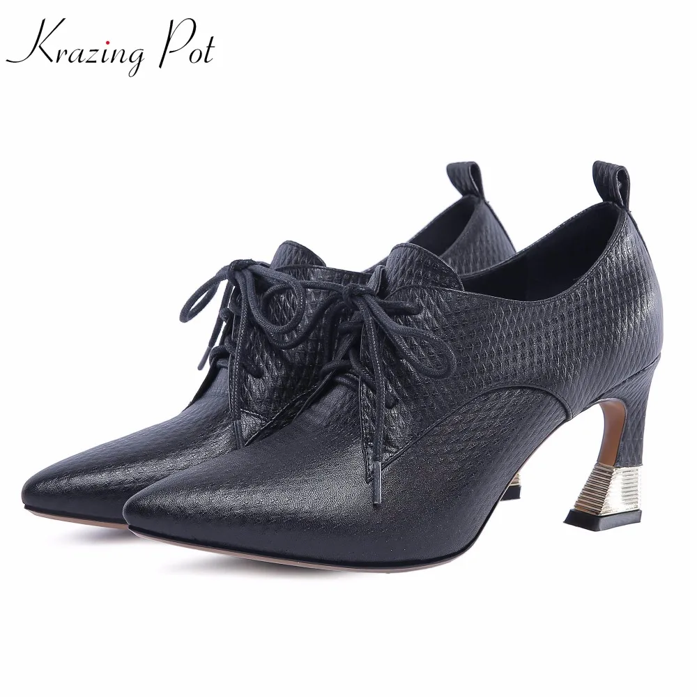 Krazing Pot 2019 recommend genuine leather pointed toe solid color strange high heels metal zipper gladiator woman pumps L0f4
Krazing Pot 2019 recommend genuine leather pointed toe solid color strange high heels metal zipper gladiator woman pumps L0f4