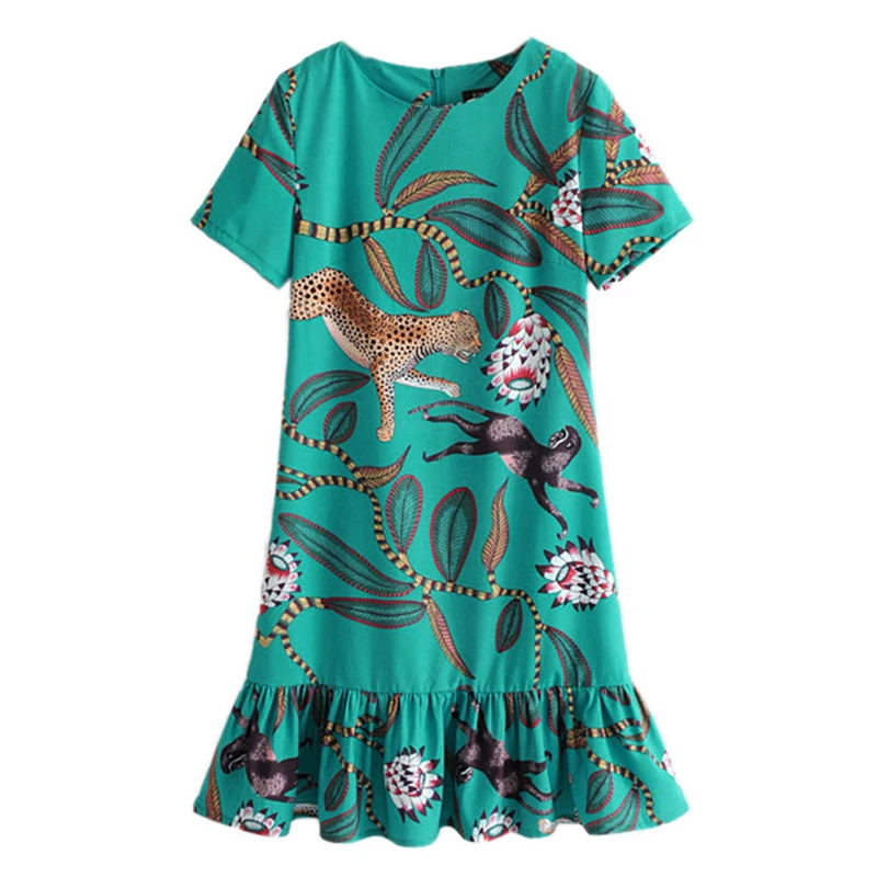 PERHAPS U green o neck short sleeve mini ruffle dress animal Leopard Monkey print women straight dress summer casual D1043
PERHAPS U green o neck short sleeve mini ruffle dress animal Leopard Monkey print women straight dress summer casual D1043