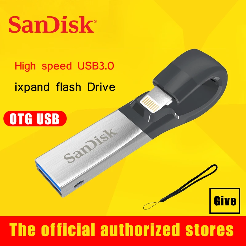 

SanDisk 3.0 USB Flash Drive iXPand OTG Lightning Connector U Disk USB Stick 32GB 64GB 128GB MFi for iPhone & iPad & PC SDIX40N