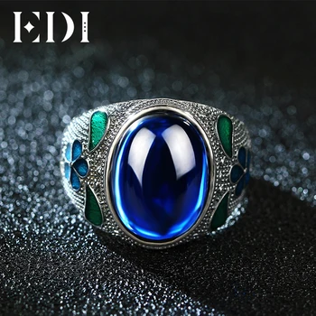 EDI Leaf 10CT Sapphire Vintage Cloisonne Indian Ring 925 Sterling Silver Blue Corundum Jewelry For Women Royal Filigree Enamel
EDI Leaf 10CT Sapphire Vintage Cloisonne Indian Ring 925 Sterling Silver Blue Corundum Jewelry For Women Royal Filigree Enamel