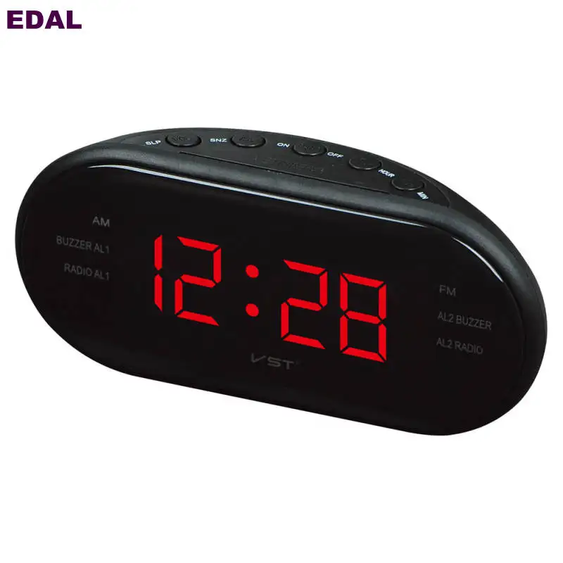 Фото EDAL New Fashion Modern AM/FM LED Clock Radio Electronic Desktop Digital Table Clocks Snooze Function-25 | Электроника