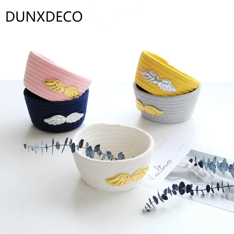 DUNXDECO Home Office Storage Cotton Thread Basket Modern Simple Angel Wing Embroidery Sundries Keys Holder Table Decoration Gift
DUNXDECO Home Office Storage Cotton Thread Basket Modern Simple Angel Wing Embroidery Sundries Keys Holder Table Decoration Gift