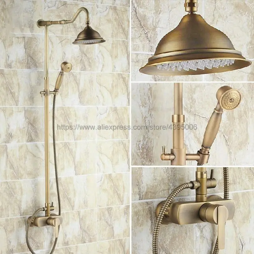 Antique Brass Bathroom Rainfall Shower Faucets Set Single Handle Mixer Tap Faucets Wall Mounted Bath Showers Sets Brs201
Antique Brass Bathroom Rainfall Shower Faucets Set Single Handle Mixer Tap Faucets Wall Mounted Bath Showers Sets Brs201