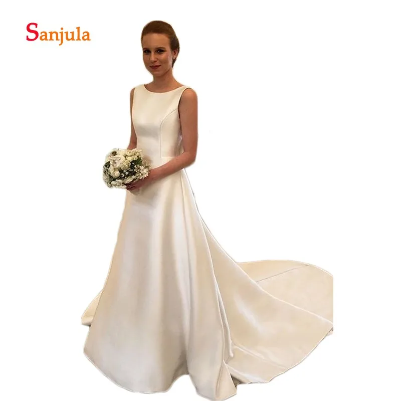 Ivory Satin Wedding Dresses 2019 Backless A-Line Bridal Wedding Gowns Back Bow Simple Bride Dresses abito da sposa D797
Ivory Satin Wedding Dresses 2019 Backless A-Line Bridal Wedding Gowns Back Bow Simple Bride Dresses abito da sposa D797