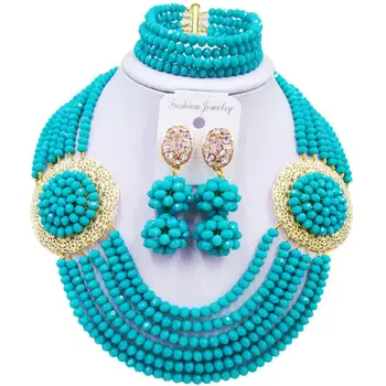 Wonderful Aqua Blue Nigerian Wedding Crystal Beads Necklace Jewelry Sets for Women 6C-SPH-01
Wonderful Aqua Blue Nigerian Wedding Crystal Beads Necklace Jewelry Sets for Women 6C-SPH-01