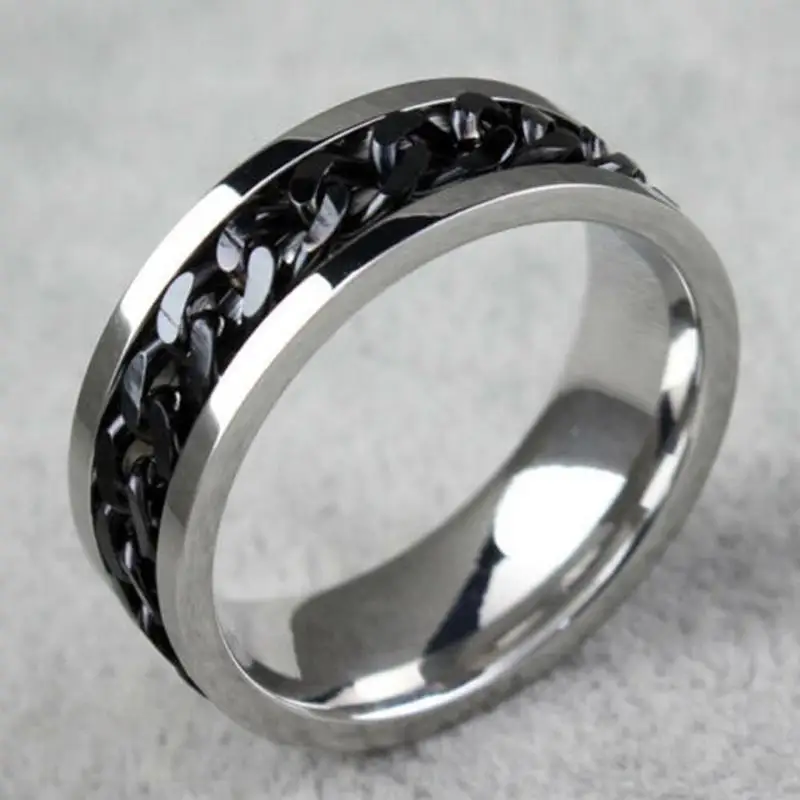 Fashion Punk Rock Accessories Stainless Steel Black Silver Gold Rainbow Spinner Chain Wedding Bands Anel Men Ring
Fashion Punk Rock Accessories Stainless Steel Black Silver Gold Rainbow Spinner Chain Wedding Bands Anel Men Ring