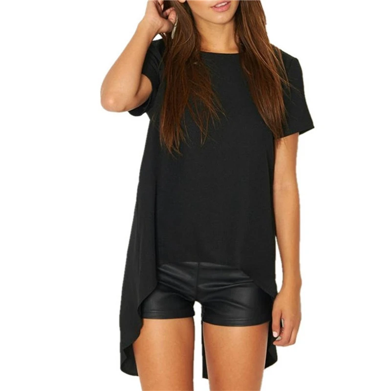 Solid Chiffon Shirts Women Short Front Long Back Dovetail Shirt Blouse Summer Catwalk Style Ladies Fashion Tops
Solid Chiffon Shirts Women Short Front Long Back Dovetail Shirt Blouse Summer Catwalk Style Ladies Fashion Tops