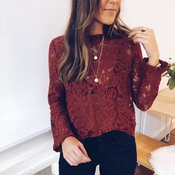 Ladies White Blouse Long Sleeve Chiffon Lace Crochet Tops Blouses Blusas mesh Blouses See-through Women Clothing Feminine Tops
Ladies White Blouse Long Sleeve Chiffon Lace Crochet Tops Blouses Blusas mesh Blouses See-through Women Clothing Feminine Tops