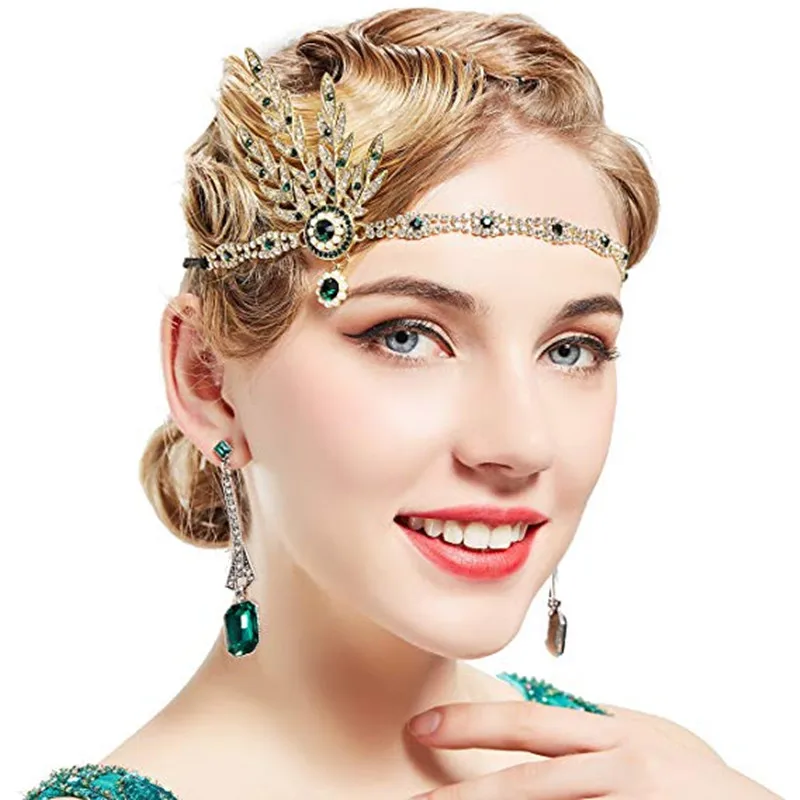 

2019 New Women's Art Deco 1920's Flapper Great Gatsby Inspired Leaf Medallion Pearl Headpiece Headband Party Accessory