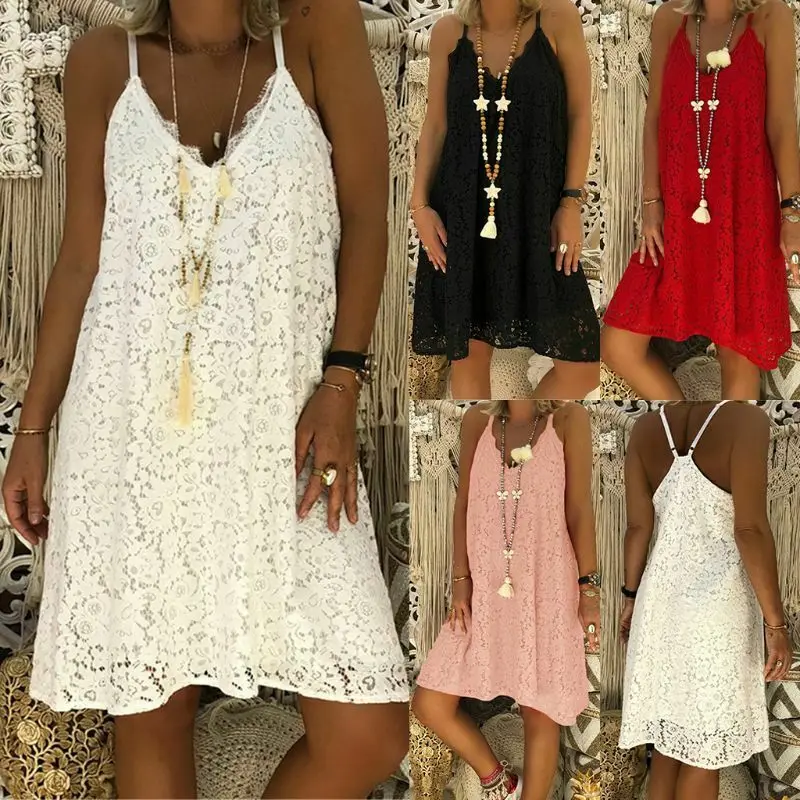 Womens Summer Beach Lace Mini Dress Ladies Strappy V Neck Holiday Sundress S-5XL
Womens Summer Beach Lace Mini Dress Ladies Strappy V Neck Holiday Sundress S-5XL