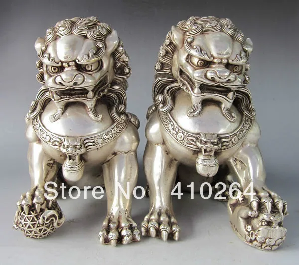 Pair Chinese Home Fengshui Silver Guardian Lion Foo Fu Dog Male Female Statue discount 30%
Pair Chinese Home Fengshui Silver Guardian Lion Foo Fu Dog Male Female Statue discount 30%