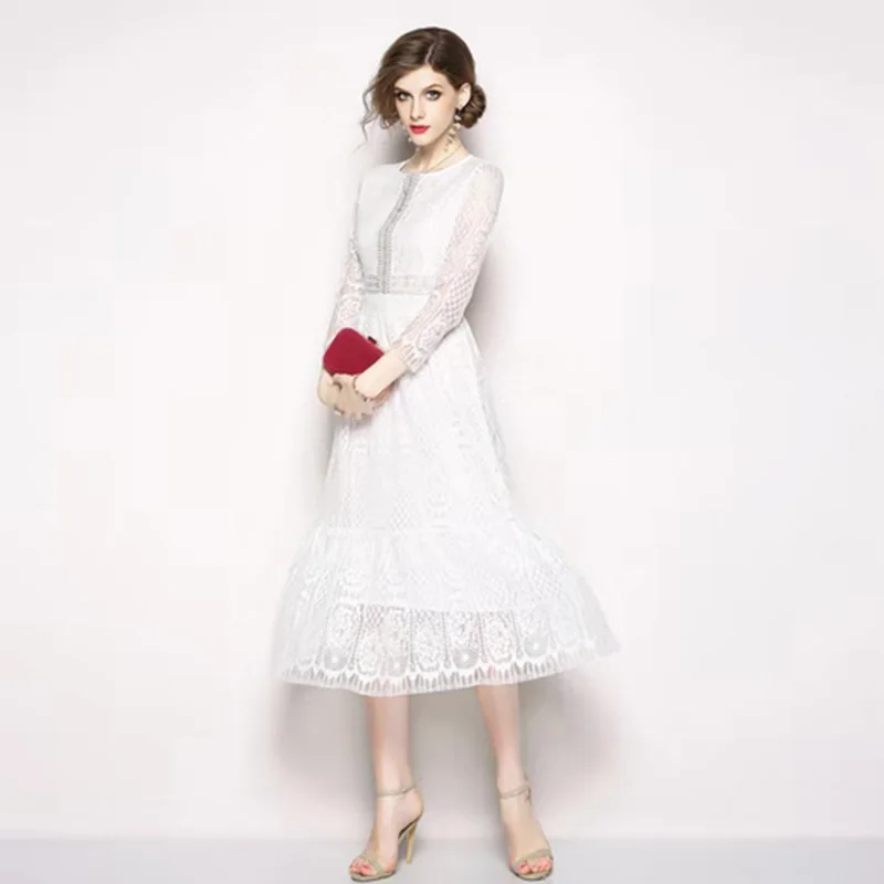Long lace dress with seven length sleeves, new temperamental slim fit in early spring 2019 summer dressplus size dress white dre
Long lace dress with seven length sleeves, new temperamental slim fit in early spring 2019 summer dressplus size dress white dre
