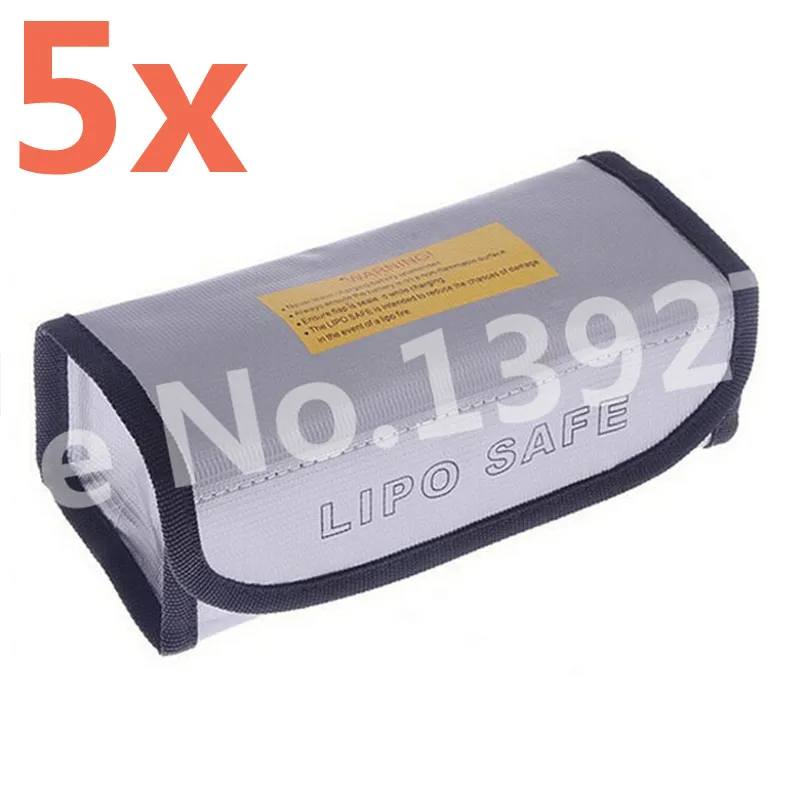 

5Pcs Arrowmax RC Square LiPo Safe Bag Battery Safety Li-Po Protect Bag Pouch Safe Guard Charge Sack 185 X 75 X 60 mm AM-199502