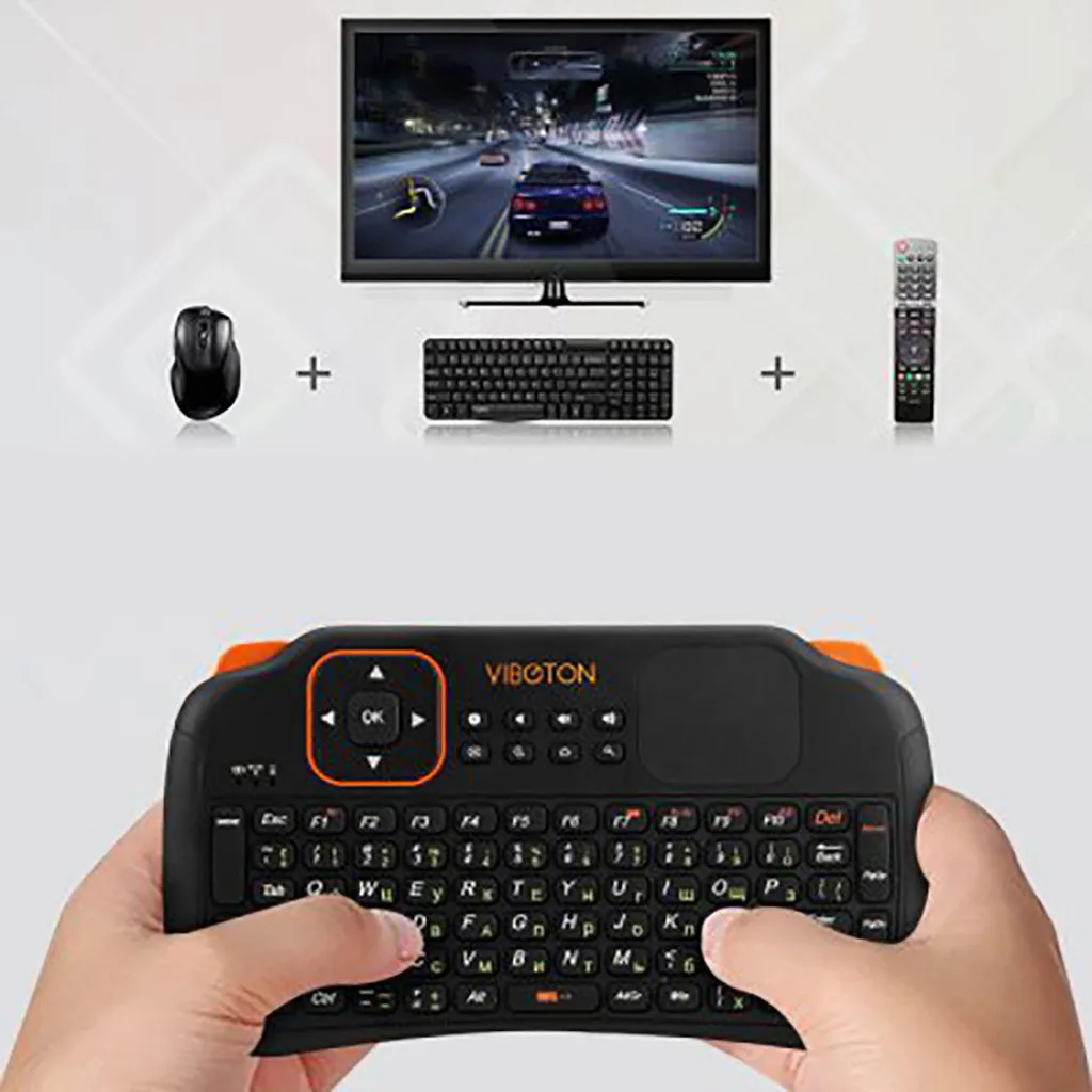 Russian 2.4 GHz Wireless Keyboard Air Mouse Remote Controller With Fouchpad Supports English-Russian Bilingual Keyboard #T20G
Russian 2.4 GHz Wireless Keyboard Air Mouse Remote Controller With Fouchpad Supports English-Russian Bilingual Keyboard #T20G