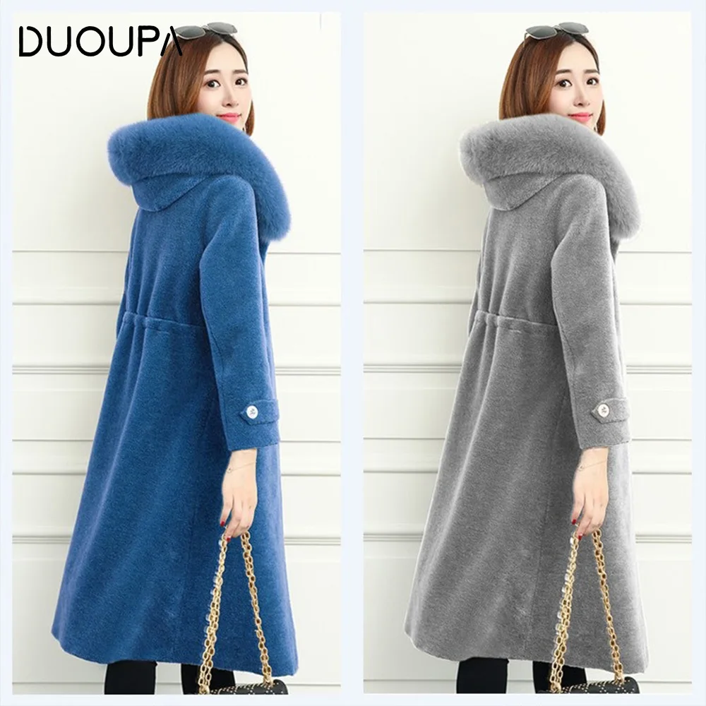 DUOUPA women's fur coat 100% wool sheepskin coat shearling coat real fox fur hooded women's sheepskin coat leather full size 4XL
DUOUPA women's fur coat 100% wool sheepskin coat shearling coat real fox fur hooded women's sheepskin coat leather full size 4XL