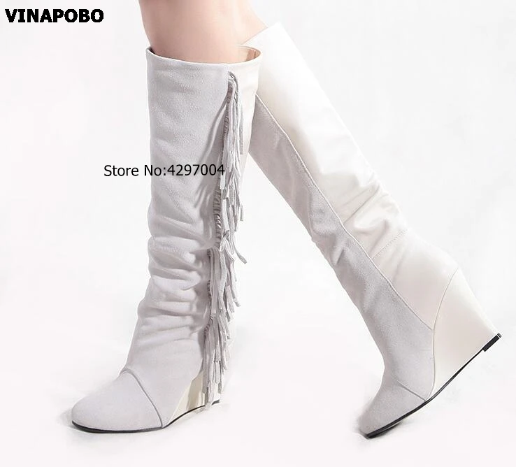 12018-Spring-New-Fashion-Suede-Leather-Patchwork-Women-Knee-High-Boots-Sexy-Pointy-Toe-Ladies-Wedge (4)