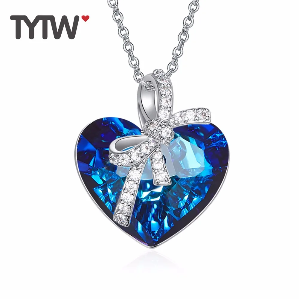 TYTW Crystals From Austrian Necklaces Women Ocean Heart Pendant Blue Austrian Rhinestone BOW Chic Fashion Gift Choker Necklace
TYTW Crystals From Austrian Necklaces Women Ocean Heart Pendant Blue Austrian Rhinestone BOW Chic Fashion Gift Choker Necklace