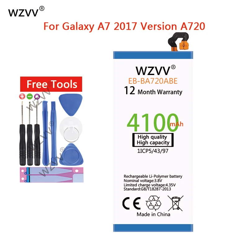 wvzz 4100mAh battery EB-BA720ABE For Samsung Galaxy A7 2017 / SM-A720 A720F A720S Galaxy J7 Pro SM-J730F / J7 2017 Batteries
wvzz 4100mAh battery EB-BA720ABE For Samsung Galaxy A7 2017 / SM-A720 A720F A720S Galaxy J7 Pro SM-J730F / J7 2017 Batteries