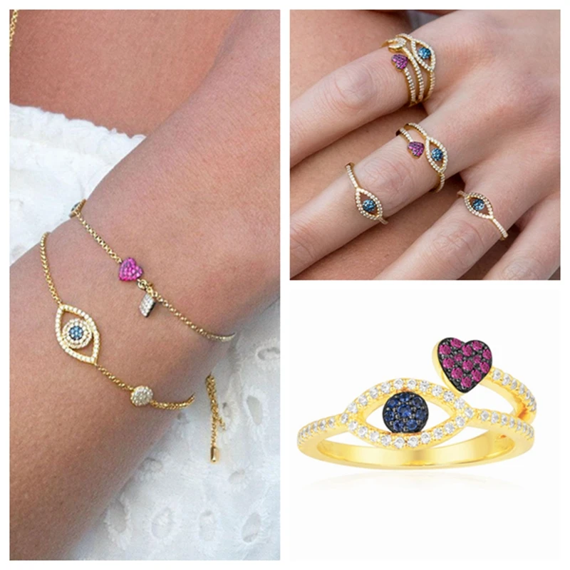 Fashion 925 Sterling Silver Zircon Heart Eyes Finger Ring ETE Eyes Charm Bracelet Jewelry Set Women Wedding Charm AP Jewelry Set
Fashion 925 Sterling Silver Zircon Heart Eyes Finger Ring ETE Eyes Charm Bracelet Jewelry Set Women Wedding Charm AP Jewelry Set