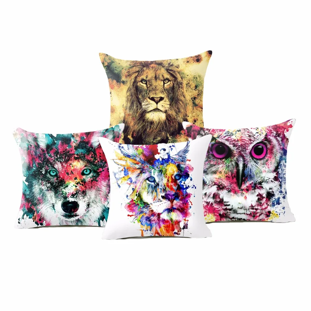 Comfortable Travel Couch Sleeping Pillow Case Oil Pattern Lion Wolf Owl Printing Dining Chair Decorative Polyester Pillow Cover
Comfortable Travel Couch Sleeping Pillow Case Oil Pattern Lion Wolf Owl Printing Dining Chair Decorative Polyester Pillow Cover