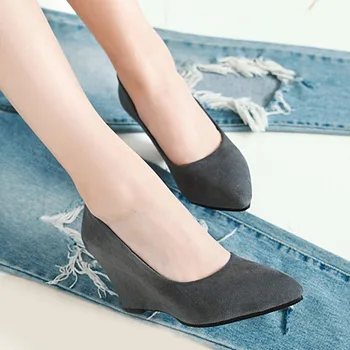 On Sale Women's Suede Upper High Heel Wedge Shoes Woman Sexy Pointed Toe Women Shoes Pumps Large Sizes 33-43
On Sale Women's Suede Upper High Heel Wedge Shoes Woman Sexy Pointed Toe Women Shoes Pumps Large Sizes 33-43