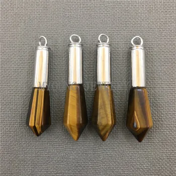 MY0266 Pendulum Tiger Eye Pendant with Large Silver Cap and Bail, Torch Shape Chakra Healing Stone Pendant
MY0266 Pendulum Tiger Eye Pendant with Large Silver Cap and Bail, Torch Shape Chakra Healing Stone Pendant