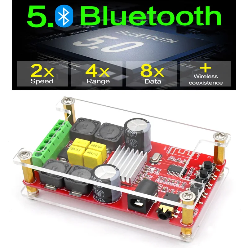 KYYSLB DC12~24V 50W*2 2.0 TPA3116D2 High Power 5.0 Bluetooth Amplifier Board Crystal Digital Power Amplifier Board XH-A302 102DB
KYYSLB DC12~24V 50W*2 2.0 TPA3116D2 High Power 5.0 Bluetooth Amplifier Board Crystal Digital Power Amplifier Board XH-A302 102DB