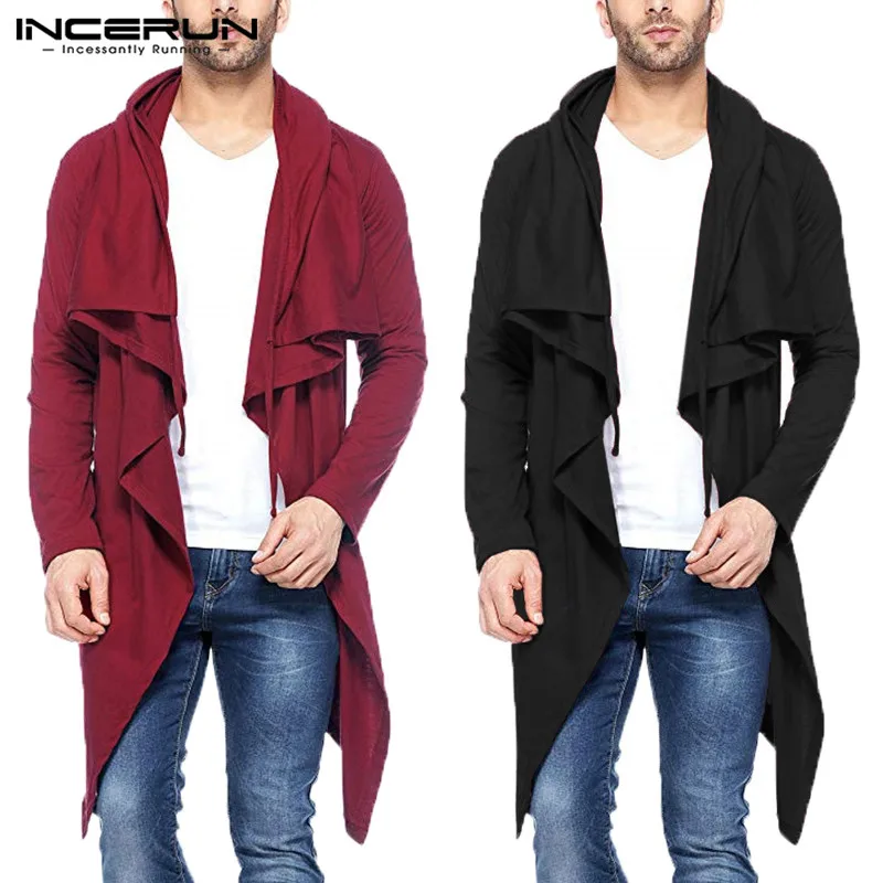 INCERUN Punk Style Mens Hoodies Waterfall Cardigan Mantle Hoody Long Irregular Hem Hombre Solid Slim Fit Autumn Trench Cardigan
INCERUN Punk Style Mens Hoodies Waterfall Cardigan Mantle Hoody Long Irregular Hem Hombre Solid Slim Fit Autumn Trench Cardigan