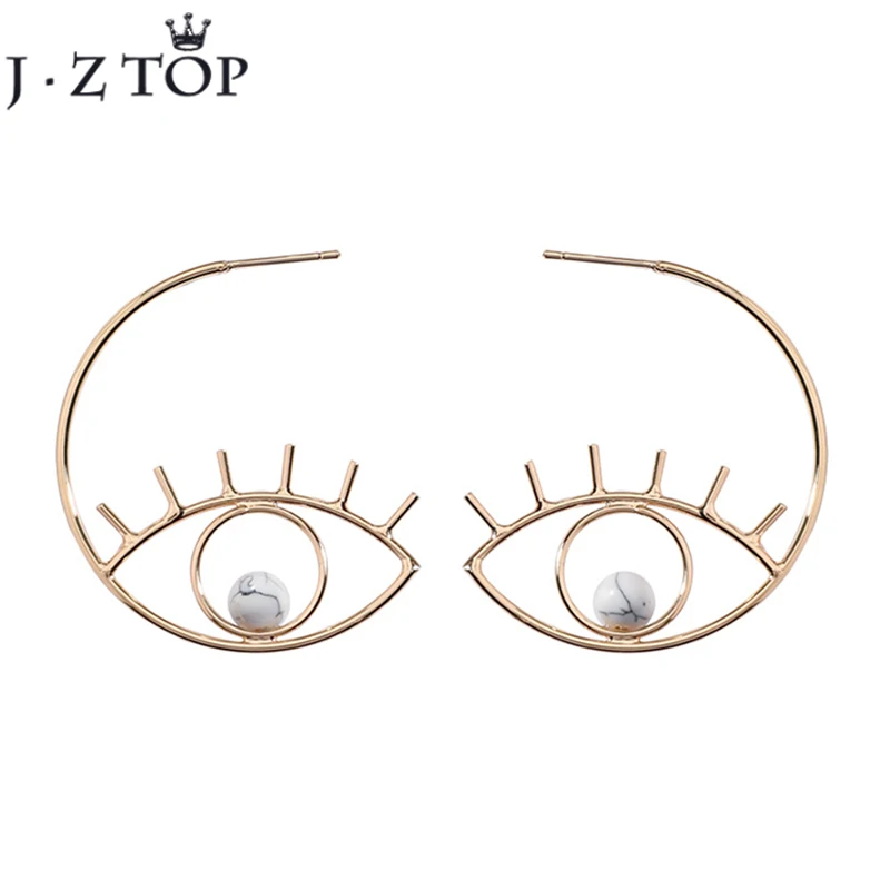 JZTOP Exaggerated Hollow Gold Color Eye Eyelashes Stud Earrings Marble Stone Beads Eye Earrings for Women Party Jewelry Brinco
JZTOP Exaggerated Hollow Gold Color Eye Eyelashes Stud Earrings Marble Stone Beads Eye Earrings for Women Party Jewelry Brinco