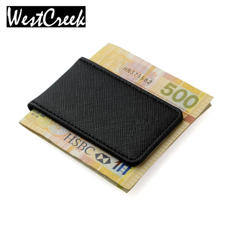 Image Brand men wallets clip for money holder strong magnetic genuine leather money clip wallet  with Gift Box