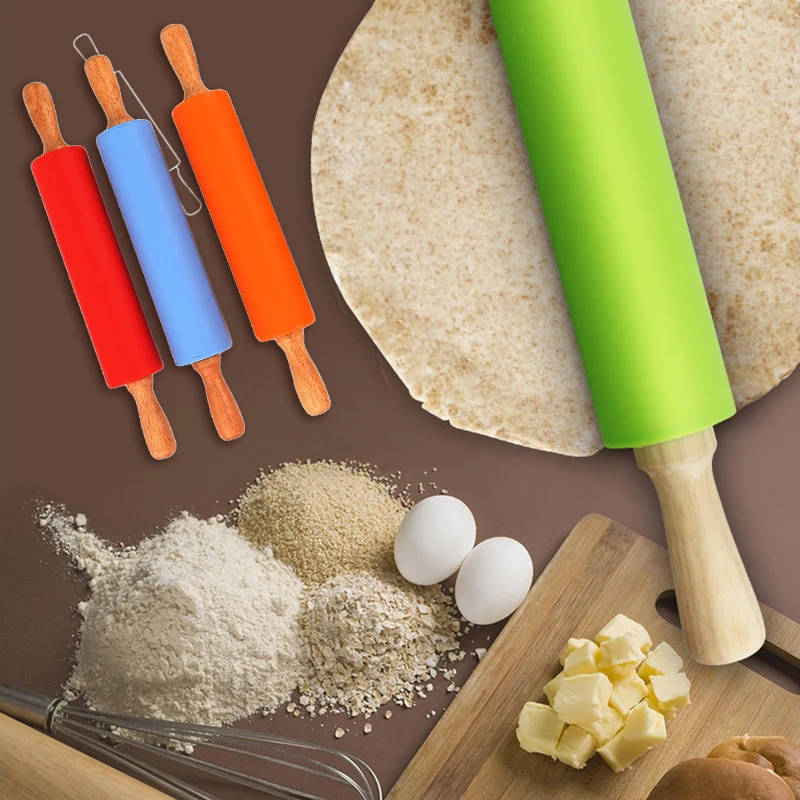 2018 New Style Wooden Handle Silicone Nonstick Rolling Pin DIY Kitchen Dumpling Roller Cake Bakeware Tool 4 Colors For Optional
2018 New Style Wooden Handle Silicone Nonstick Rolling Pin DIY Kitchen Dumpling Roller Cake Bakeware Tool 4 Colors For Optional