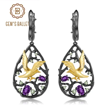 GEM'S BALLET Natural Amethyst Gemstone Vintage Earrings 925 Sterling Silver Handmade Bird on the Tree Drop Earrings For Women
GEM'S BALLET Natural Amethyst Gemstone Vintage Earrings 925 Sterling Silver Handmade Bird on the Tree Drop Earrings For Women